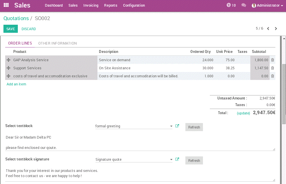 Odoo image and text block