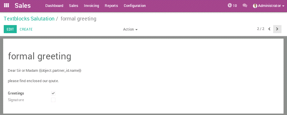 Odoo image and text block