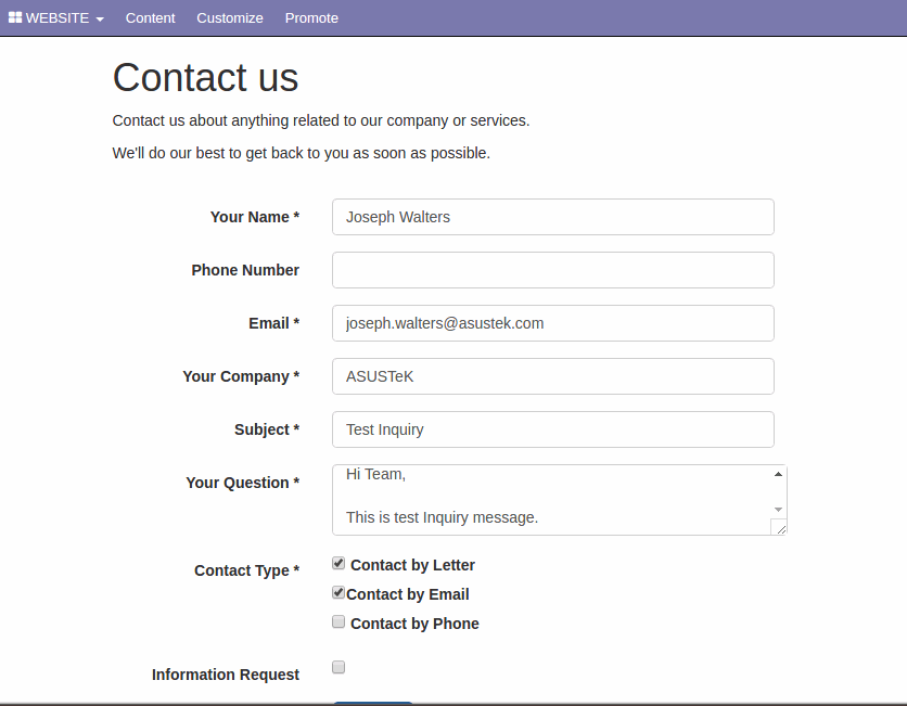 Odoo image and text block